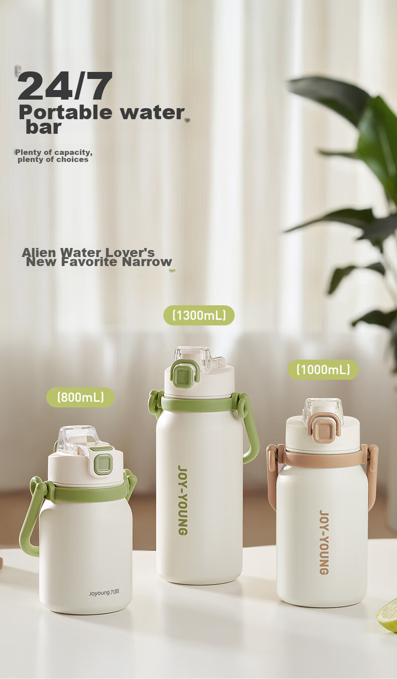 Joyoung Insulated Cup, 316L Stainless Steel, Large Capacity Water Bottle, for Students And Women, Portable Outdoor Cup, 1L, White 8