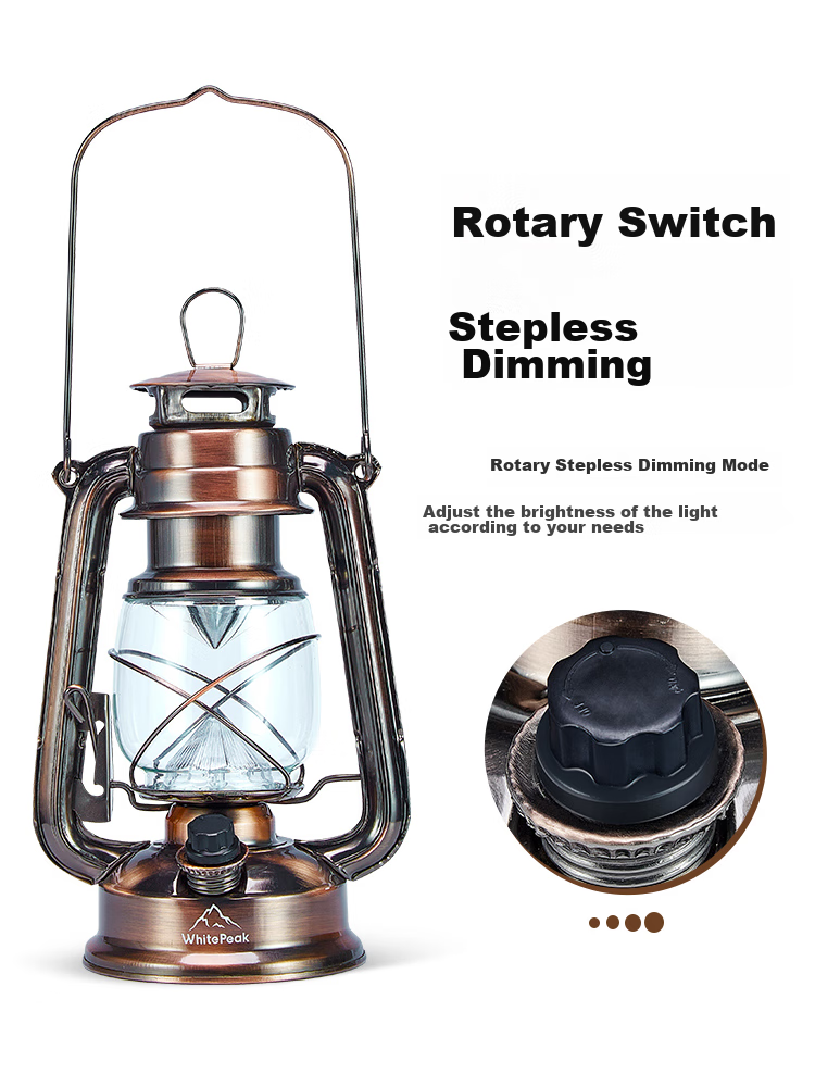 WhitePeak Outdoor Camping Light, Retro Lantern with Handle, Two-Level Adjustable Hanging Lamp, Battery-Powered, Random Color 5