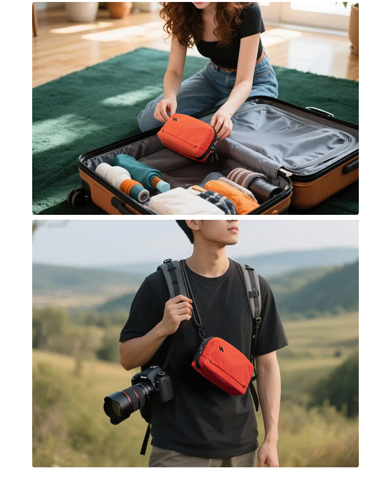 Inateck Digital Storage Bag Cable Charger Accessories Organizer Portable Water-Resistant Crossbody Bag Slate Black with Shoulder Strap 10