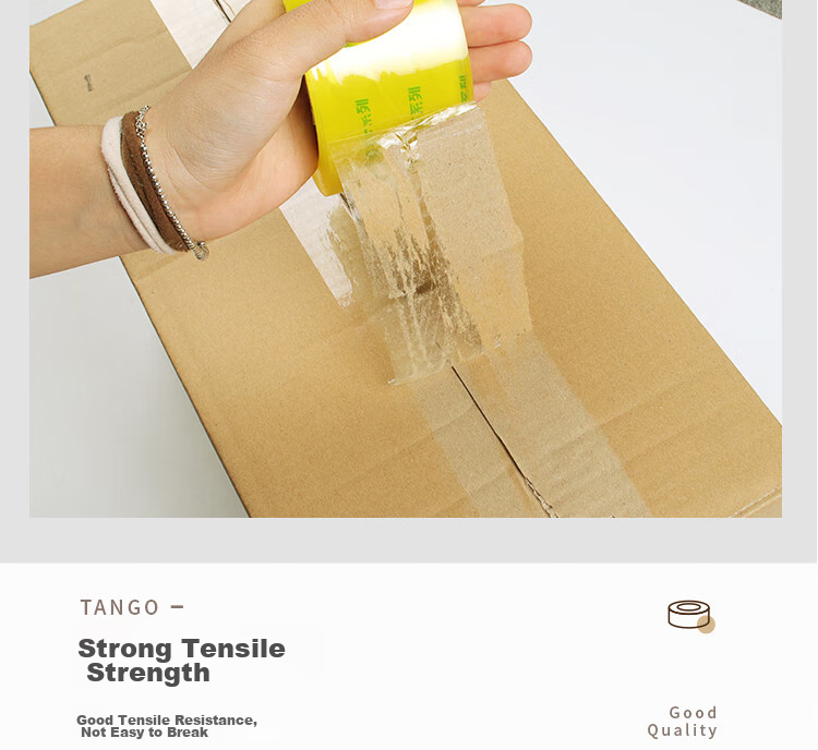 TANGO Packing Tape, 60mm*91.4m, 5 Rolls, 50um Thick, High Adhesive, Tear-Resistant, for Express Delivery, Office, Home, Business Moving, T19839, Highly Transparent, Packaging And Sealing, Strong And Unbreakable 10