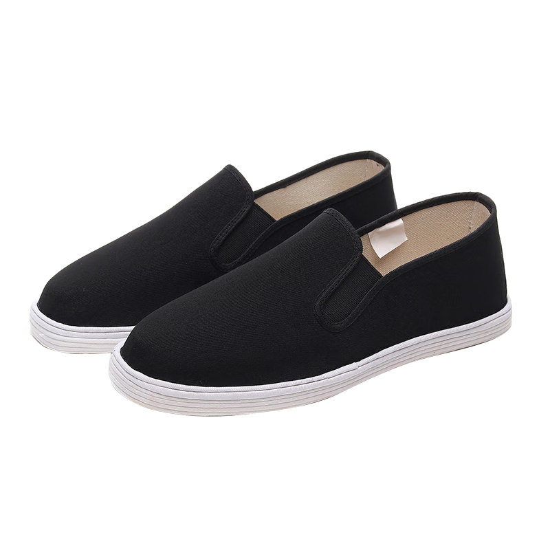 GUOLUOFEI Handmade Beijing Cloth Shoes with Thousand-Layer Sole, Breathable And Comfortable Slip-On Casual Shoes for Middle-Aged And Elderly, Black, Size 41