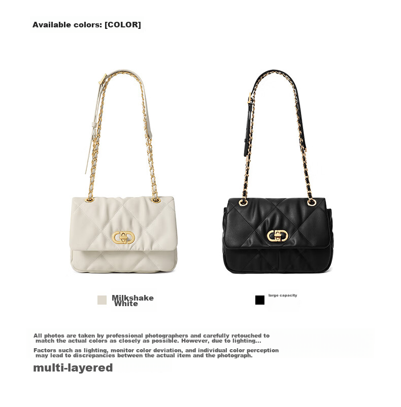 CASSILE Women's Handbag, Shoulder Bag, Quilted Pattern, Large Capacity, Chain Strap, Light Luxury Crossbody Bag, 520 Gift 10