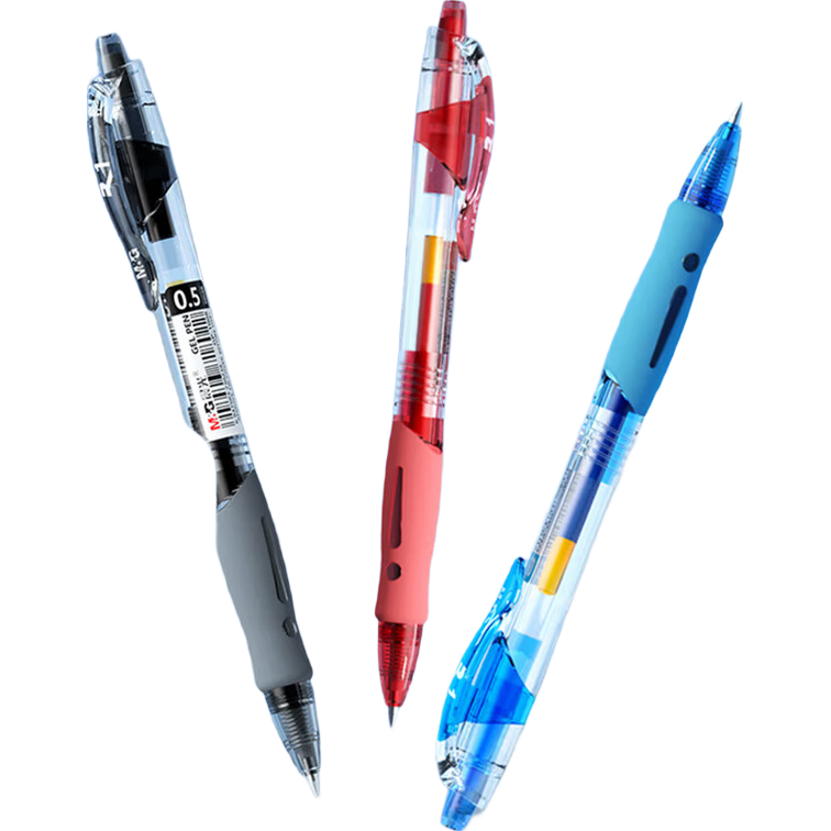 M&G GP1008 Retractable Gel Pen 0.5mm Student Signature Pen Business Bullet Tip Exam Water Pen Office Supplies 1 Black 1 Blue 1 Red GP1008-ZZ