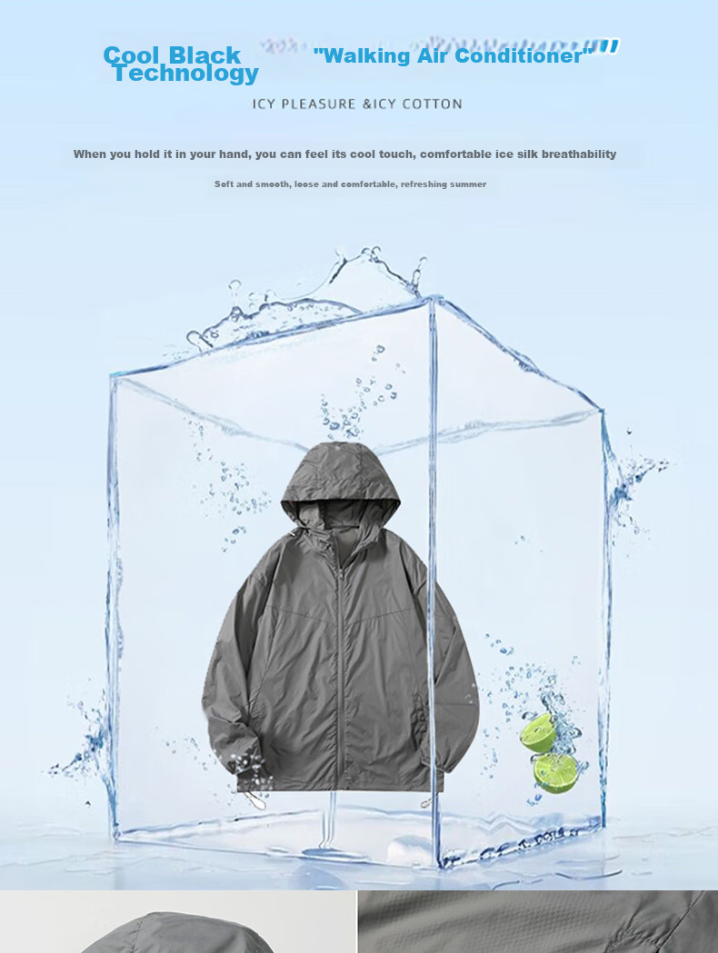 Homlean Sun Protection Jacket for Men, Spring And Summer Ice Silk UV-Resistant Lightweight Breathable Outdoor Sun Protection Coat F001 White M 3