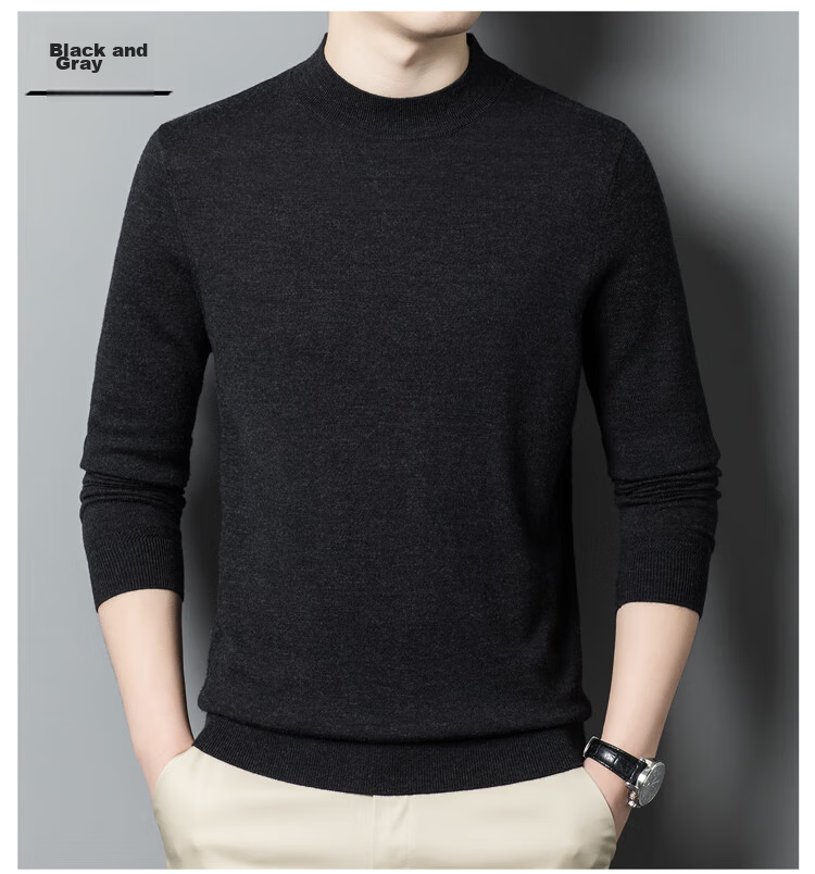 Hengyuanxiang 100% Wool Sweater for Men, Fine-Spun Machine Washable Pullover Turtleneck Base Layer, Pickled Green, 2XL (185) 23
