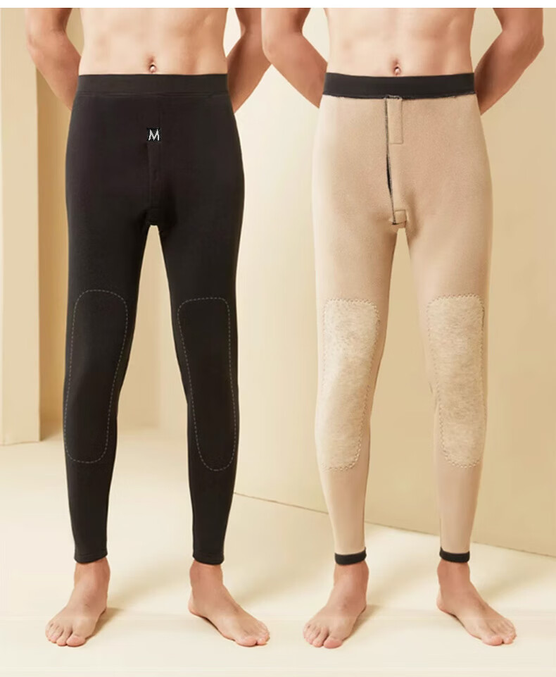 LangSha Thermal Underwear for Men [26 Autumn And Winter New Product], Fleece-Lined Thickened German Wool Heat-Generating Wool Silk Knee Protection Lamb Wool Cotton Pants 22