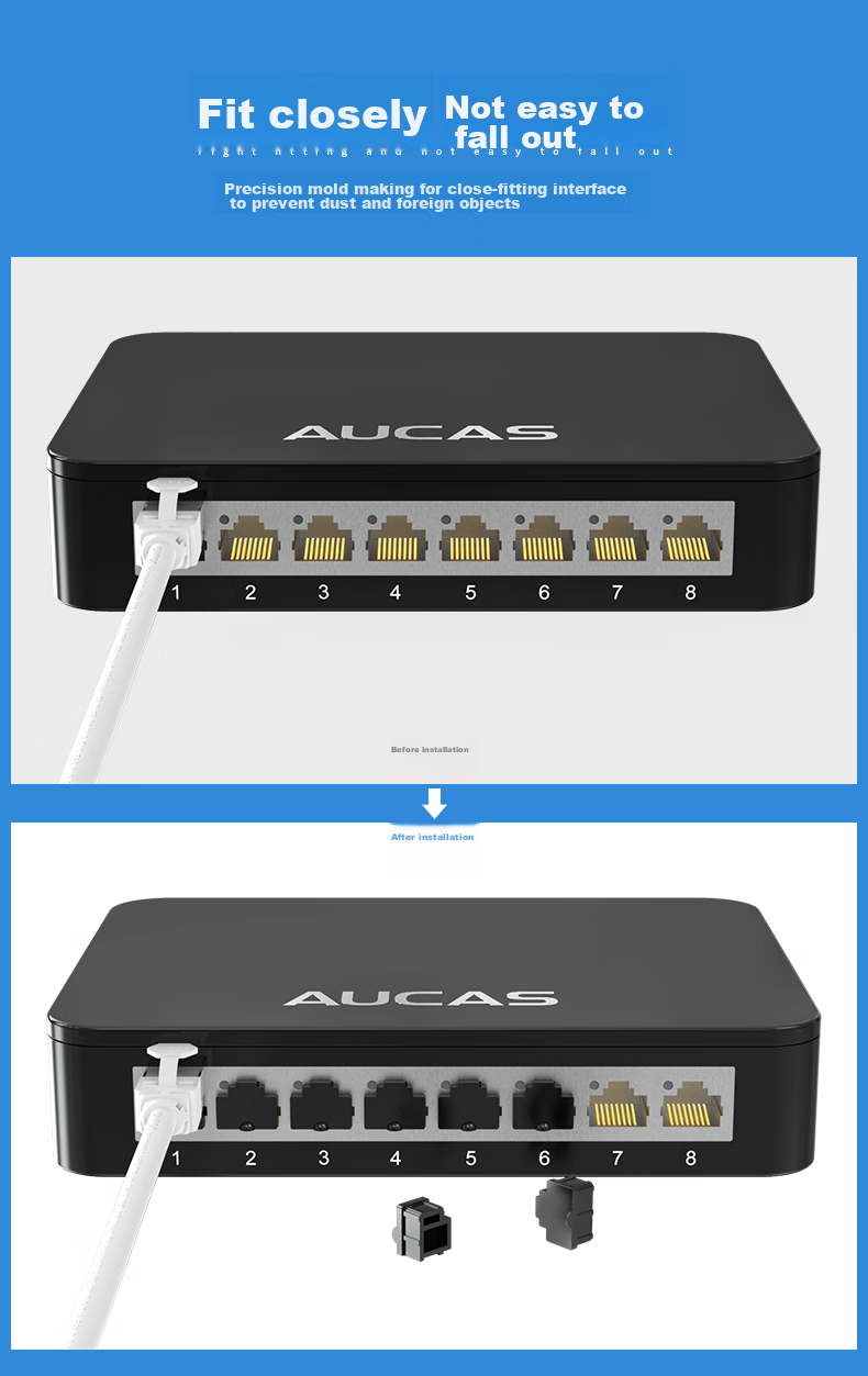 AUCAS Network Port Lock, Dust Plug, Network Interface Safety Lock, RJ45 Cable Connector Universal [Without Key And Lock], Black, 12/pack, ACPT45-A 4
