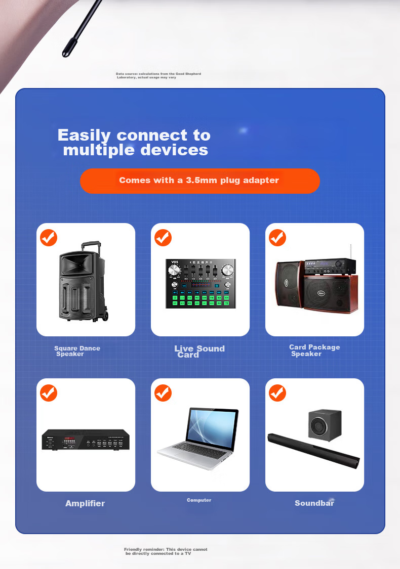 Haomuren Wireless Microphone Rechargeable Universal Mic for Home KTV, Professional Singing, Stage Hosting, Speeches, Karaoke, Meetings, Outdoor Use with Speaker, Amplifier, FM Receiver, Universal 13