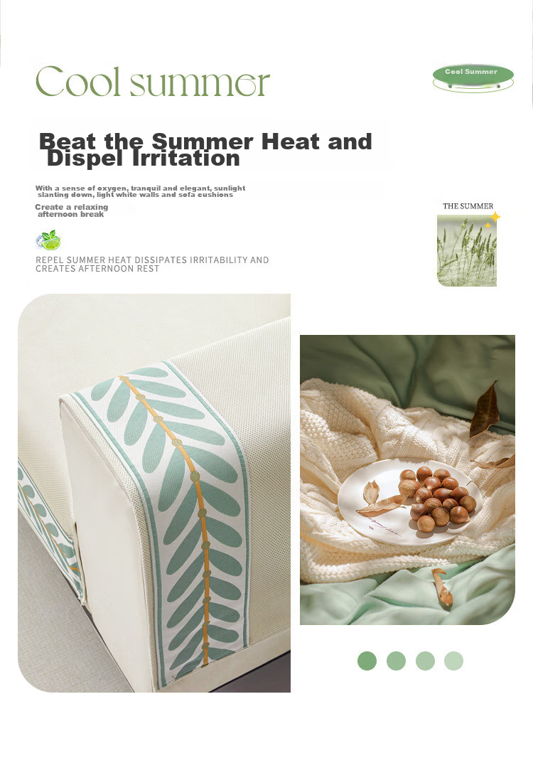 Jingxun Ice Silk Cooling Sofa Cushion, Summer Cooling Mat, Non-Slip Seat Pad, Sofa Cover, Throw Blanket, 90*240cm 3