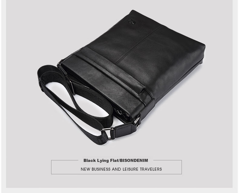 Meizhouyeniou Shoulder Bag, Men's Crossbody Bag, Casual Genuine Leather Men's Bag N2357-1B Black, Birthday Gift for Boyfriend 24