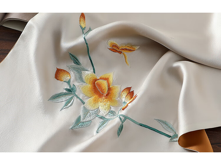 Shanghaigushi Silk Scarf for Women, Double-Layer Embroidery, 100% Mulberry Silk, Gift Box for Mom on Mid-Autumn Festival, Birthday Present, Purple And White 38