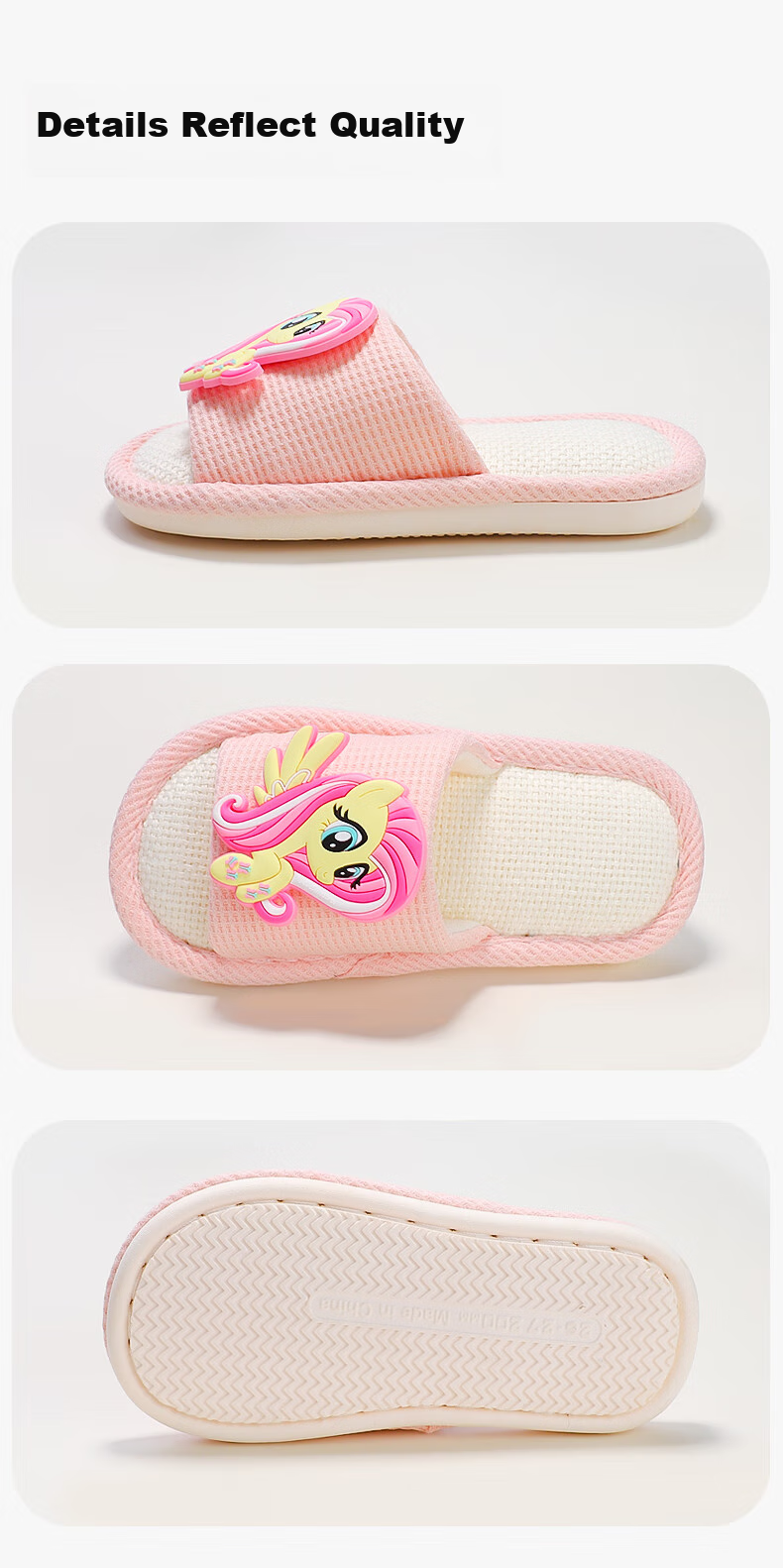 My Little Pony Kids Slippers Boys Girls Linen Indoor Non-Slip Breathable Spring Summer Fabric Slippers Purple Size 230 8