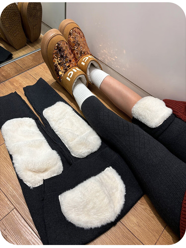 Langsha Thermal Cotton Wool Men's Thickened Fleece Lined Heated Base Layer Pants Winter Knee Support Patch Waist Thick Fleece Long Johns 6