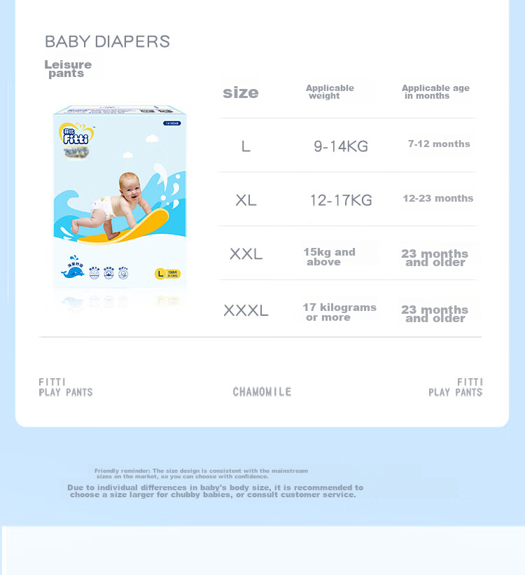 Fitti Quick-Absorbing Comfortable Diapers L 162 Pieces (9-14kg), Large Size Soft Thin Dry Diapers 13