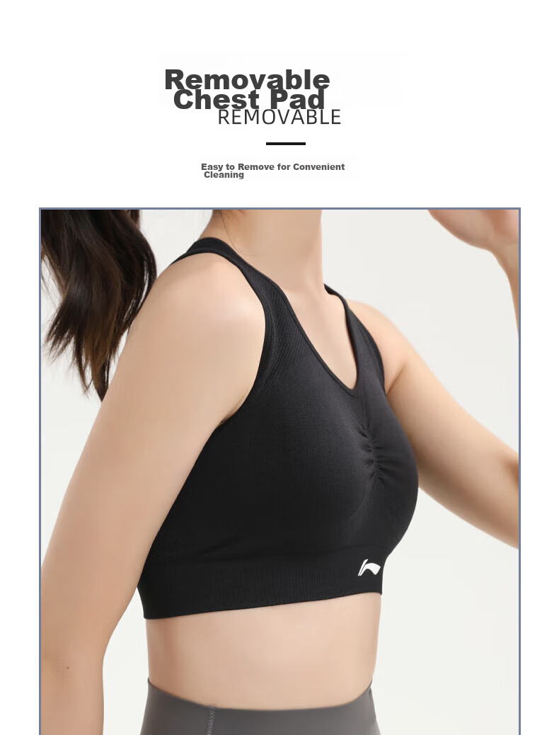 Li-Ning Sports Bra for Women, Yoga Fitness Bra with Medium to High Intensity Support, Quick-Drying Breathable Vest for Running, White M 8