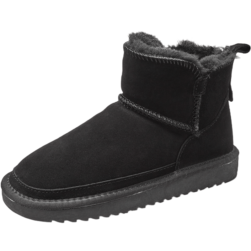 Eierkang Women's Snow Boots Short Cotton Shoes Fleece Lined Warm Bread Shoes 26322W Black Size 35