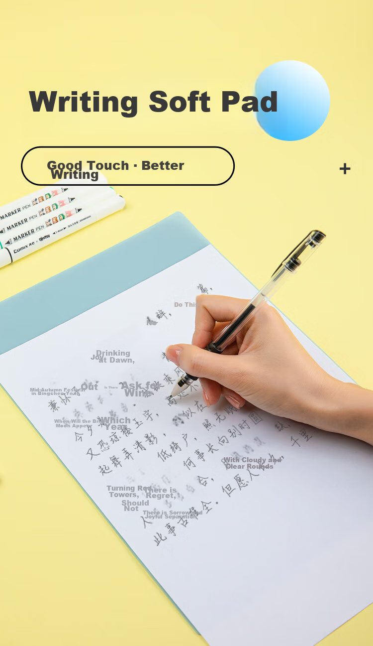 COMIX A4 Study Desk Pad for Students' Exams And Writing Soft Pad Board, Exam Homework Drawing Calligraphy Pad Board, Eco-Friendly EVA Writing Pad Board, Middle And High School Entrance Exam Stationery DS-319 1