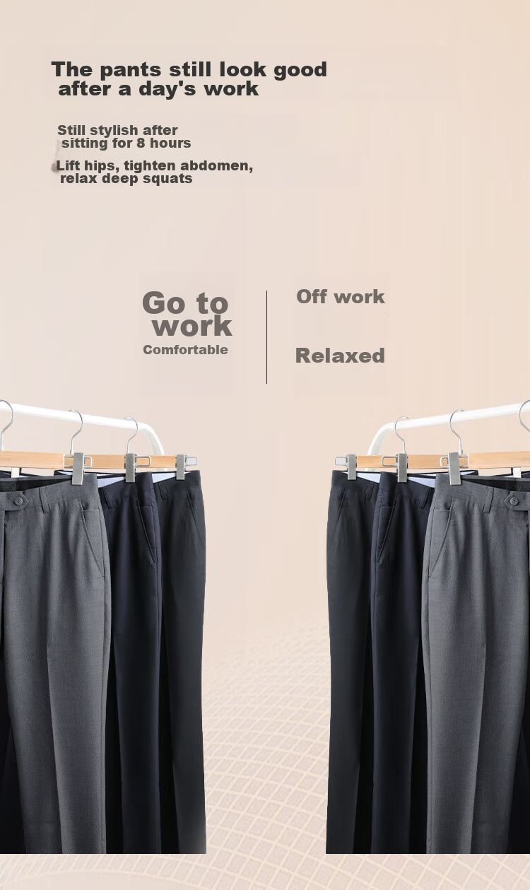 Hodo [No-Cut No-Iron] Men's Business Straight-Leg Trousers, Black, Size 30, All Seasons 6
