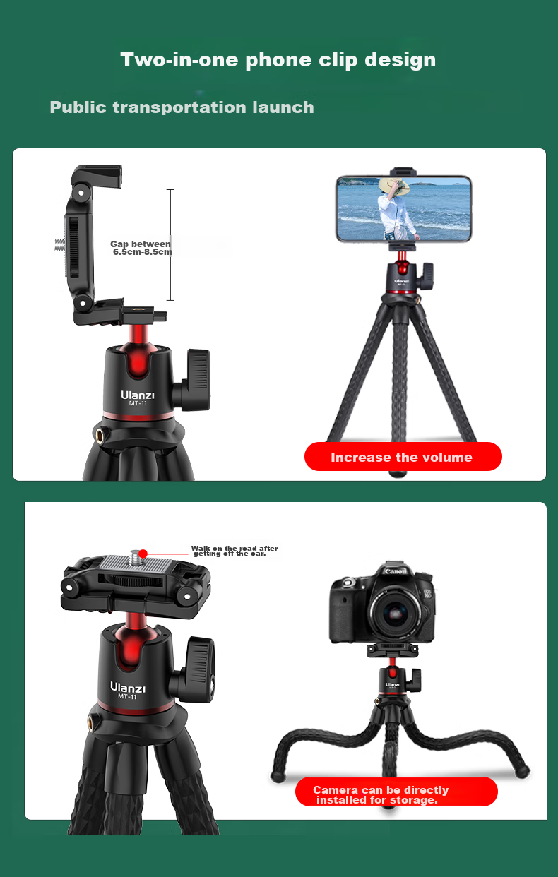 Ulanzi MT-11 Multifunctional Portable Octopus Tripod Selfie Stand for Smartphones, DSLRs, Mirrorless Cameras, Universal Vlog Video Live Streaming Photography And Videography Bracket 3