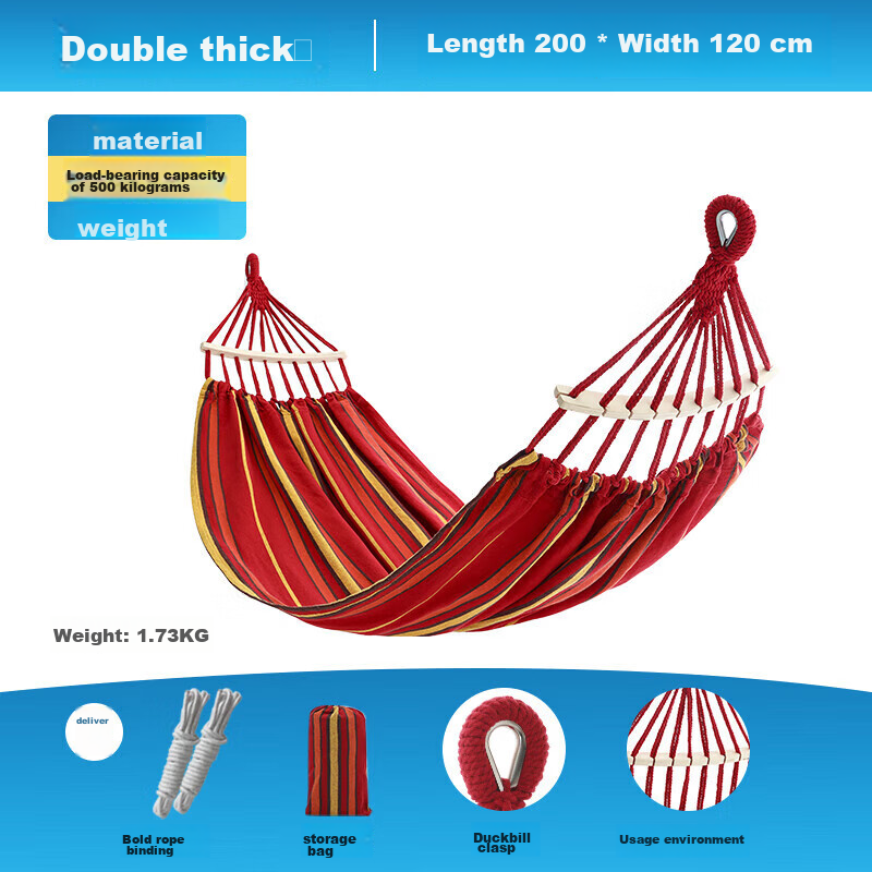 SCALER Outdoor Hammock, Outdoor Swing, Anti-Rollover, Double-Person Canvas Camping Swing Bed