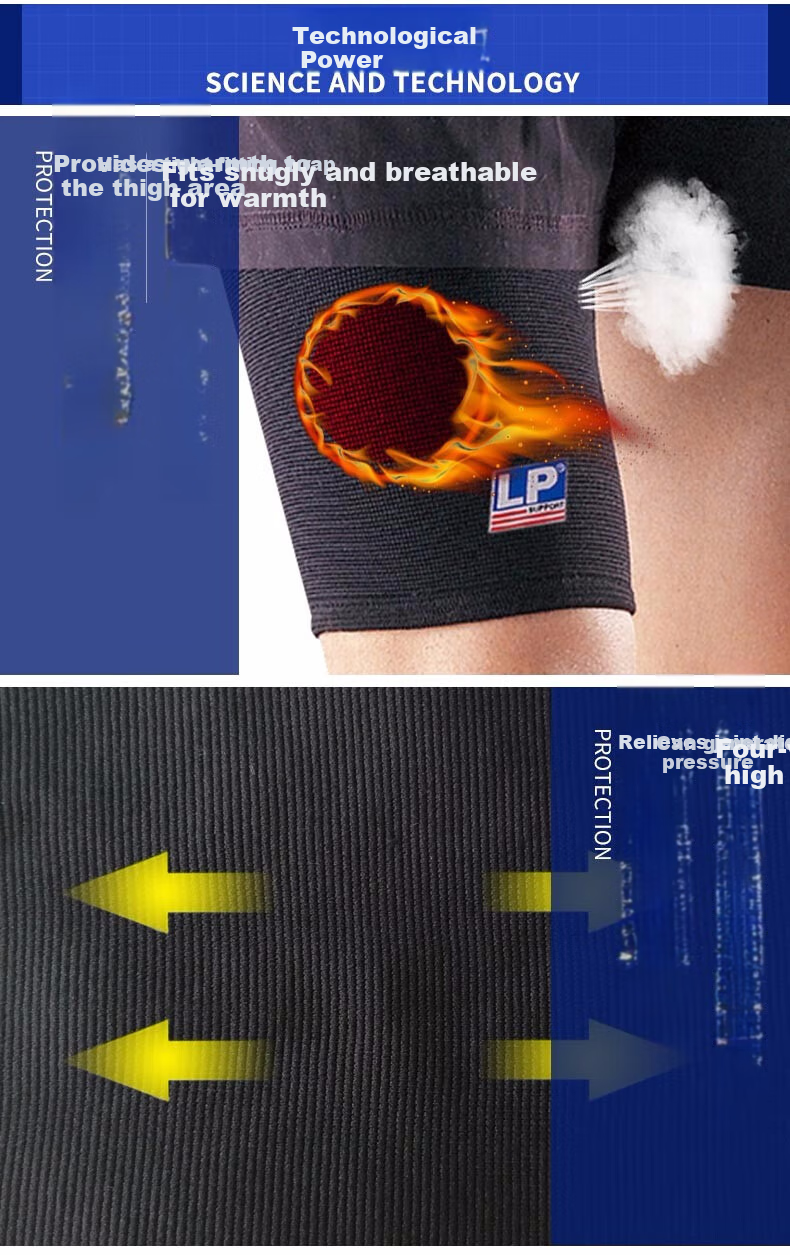 LP 648 Sports Thigh Support, for Running And Fitness, Badminton And Basketball Thigh Sleeve, Single Pack, Black, Size M 3