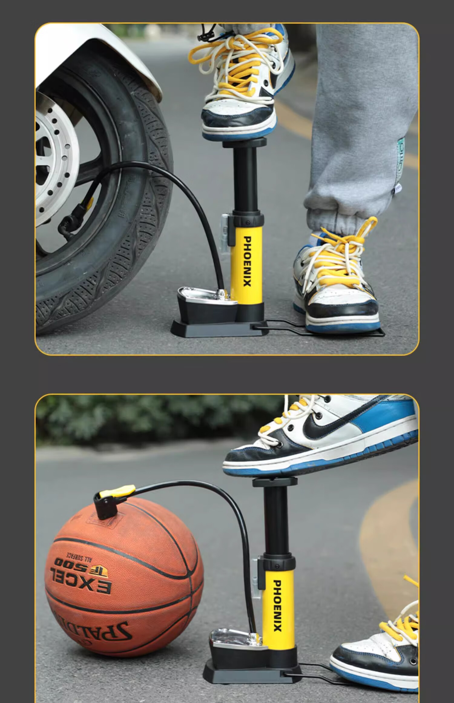 Phoenix Pedal Air Pump Bicycle Portable Electric Motorcycle Scooter Home Use New High-Pressure Inflator 3