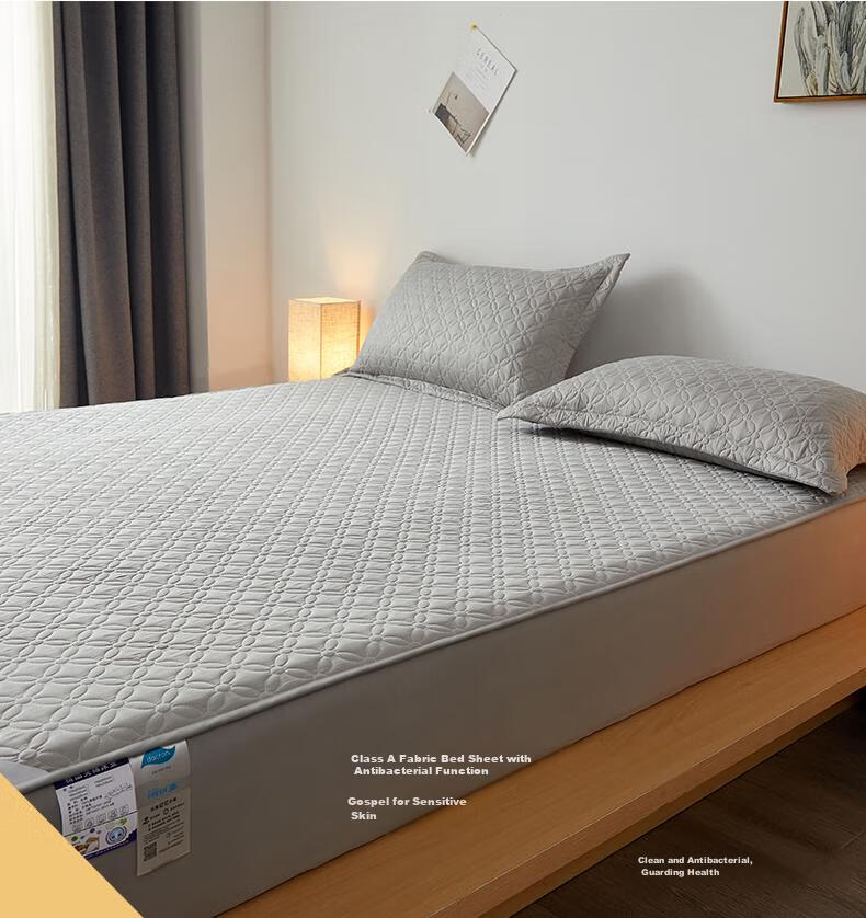 Hengyuanxiang Class A Pure Cotton Fitted Sheet, Single Piece, Single Bed, Protective Cover, Quilted Non-Slip Mattress Protector, Bed Cover, 150*200cm 4