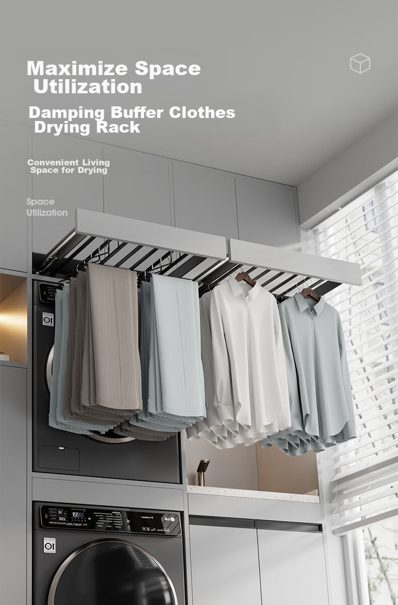 Cobbe Washing Machine Hidden Clothes Drying Rack, Retractable Folding Pull-Out Clothes Drying Rack, Clothes Drying Gadget with Removable Panel, Depth 45 Cm 1