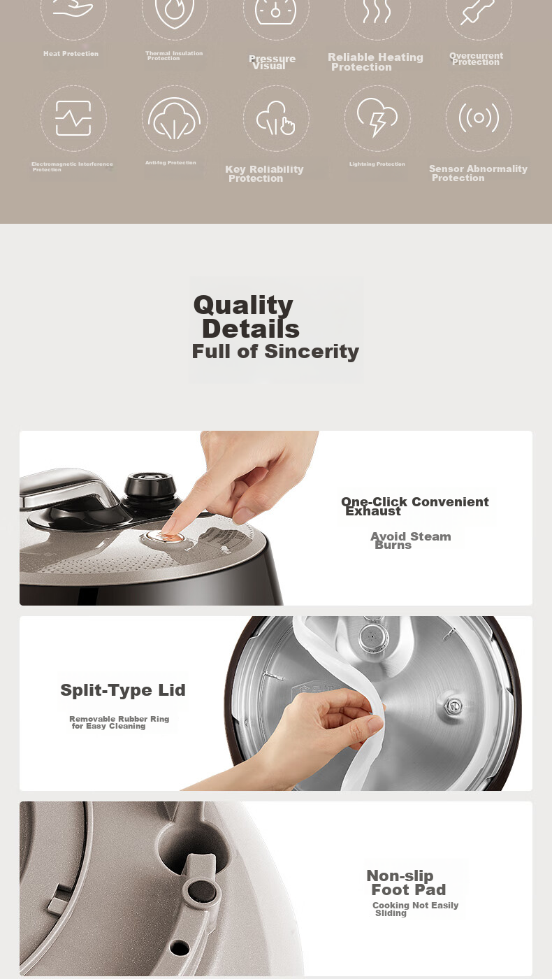 SUPOR 0 Coating Ball Pot Electric Pressure Cooker, 6L Double Inner Pot, Fully Automatic Intelligent Reservation, Home Use, SY-60YC6011Q Rice Cooker High-Pressure Cooker for 6-8 People 20