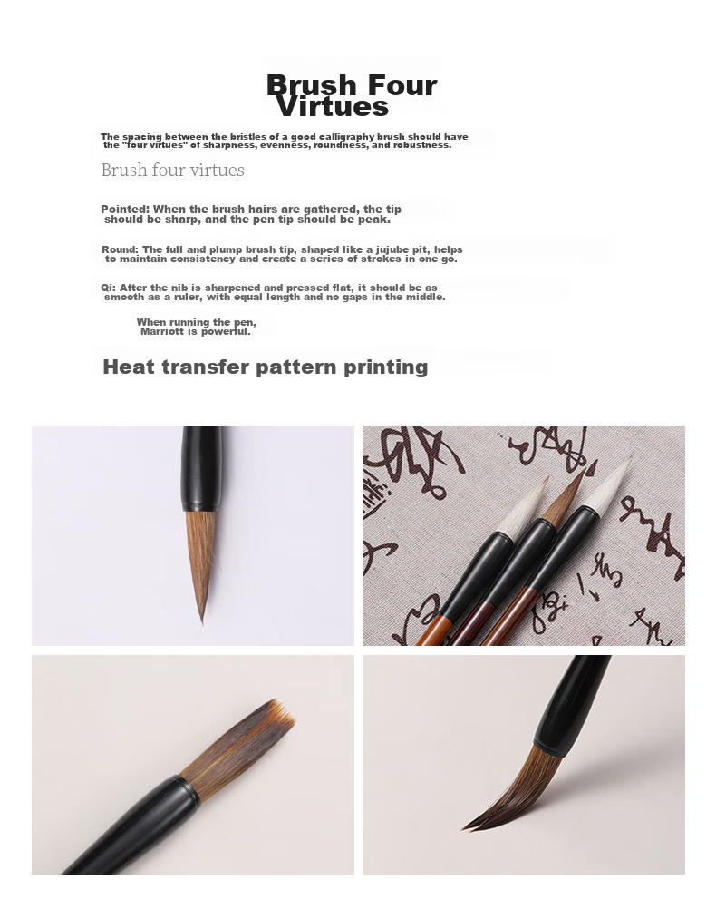 Marie's Mixed Hair Brush Set of 3: Large, Medium And Small Sizes. Mixed Hair Brush in Regular Script. Four Treasures of The Study for Calligraphy, Landscape Painting, And Chinese Painting. Beginner's And Student's Practice Calligraphy Brush G1353 9