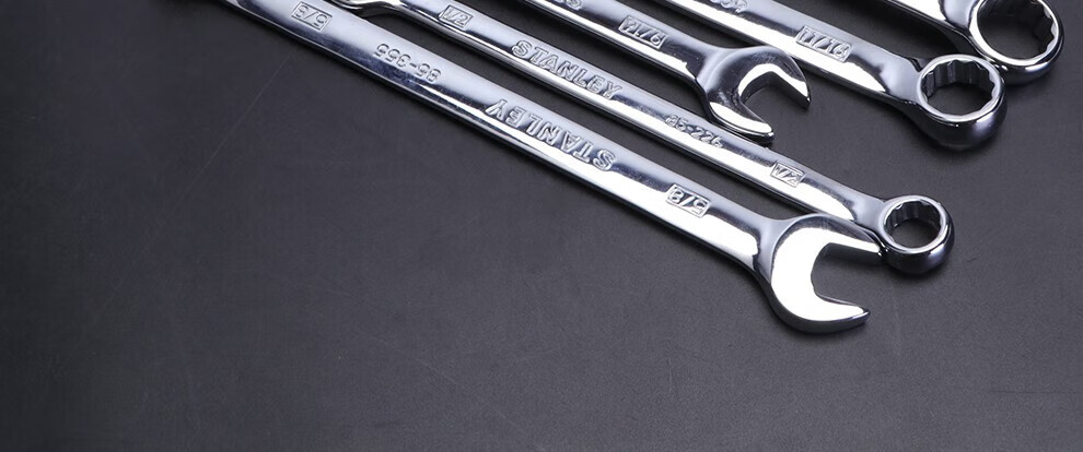 STANLEY Dual-Use Wrench Set Imperial Polished Chrome Vanadium Steel 11-Piece 94-400-22 2