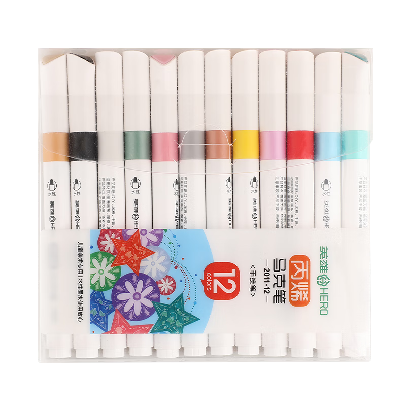 HERO Acrylic Markers, 2011 Water-Based Student Art Drawing Hand-Drawn Watercolor Pens, 36 Colors of Watercolor Pens for Art Educatio