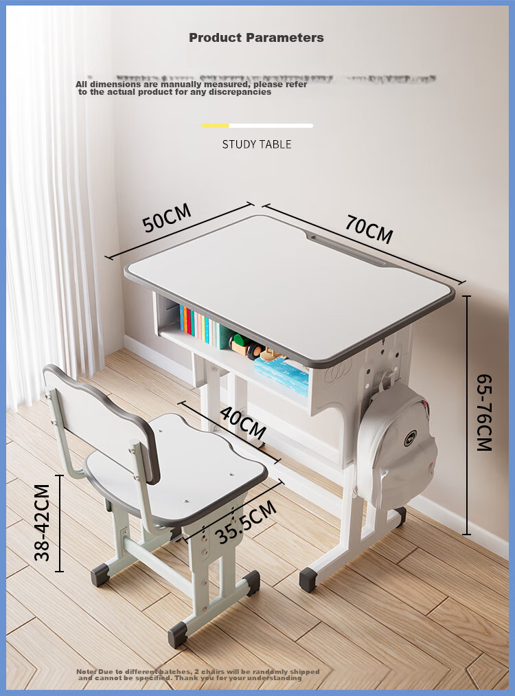 ZUNMIAN Children's Desk And Chair Set, Study Table And Chair Kit for Home Use, Adjustable Height Writing Desk for Primary And Secondary School Students, 70*50cm 9