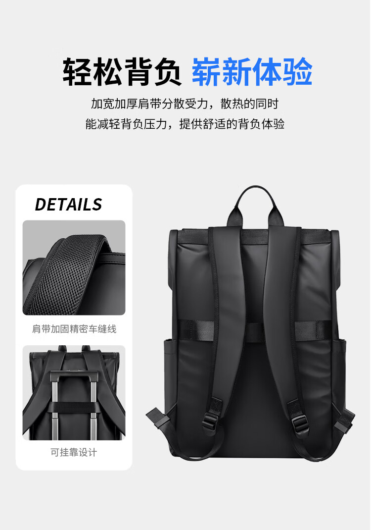 POLO Backpack for Men, Lightweight Travel Bag with Flip Cover, 16/17.3-Inch Laptop Bag, Business Trip Bag 8