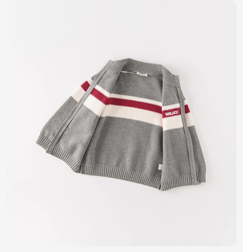 DAVE & BELLA Boys' Spring And Autumn Sweater, Children's Knitted Sweater, Boys' Preppy Style Cardigan, Older Children's Jacket 10