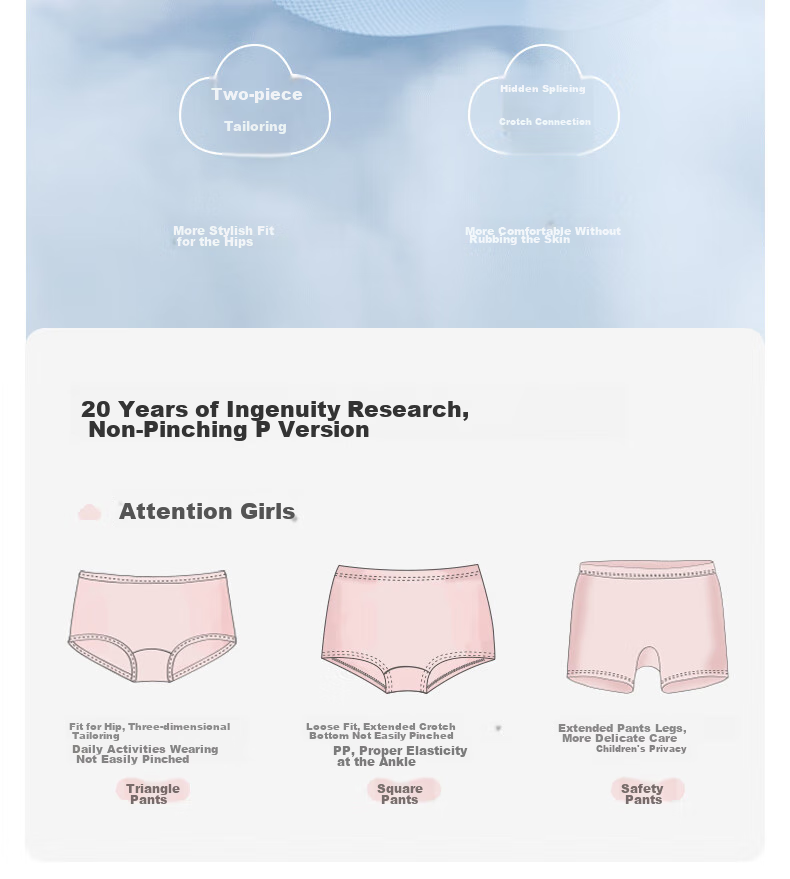 BALABALA Girls' Cotton Boxer Briefs, Children's Shorts, Big Kids' Comfortable Underwear, Baby Three-Pack, 208924170036 9