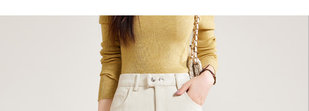 PinCai Women's Jeans, Spring And Autumn White High-Waisted Slimming Heightening Versatile Casual Trousers P143N1010 42