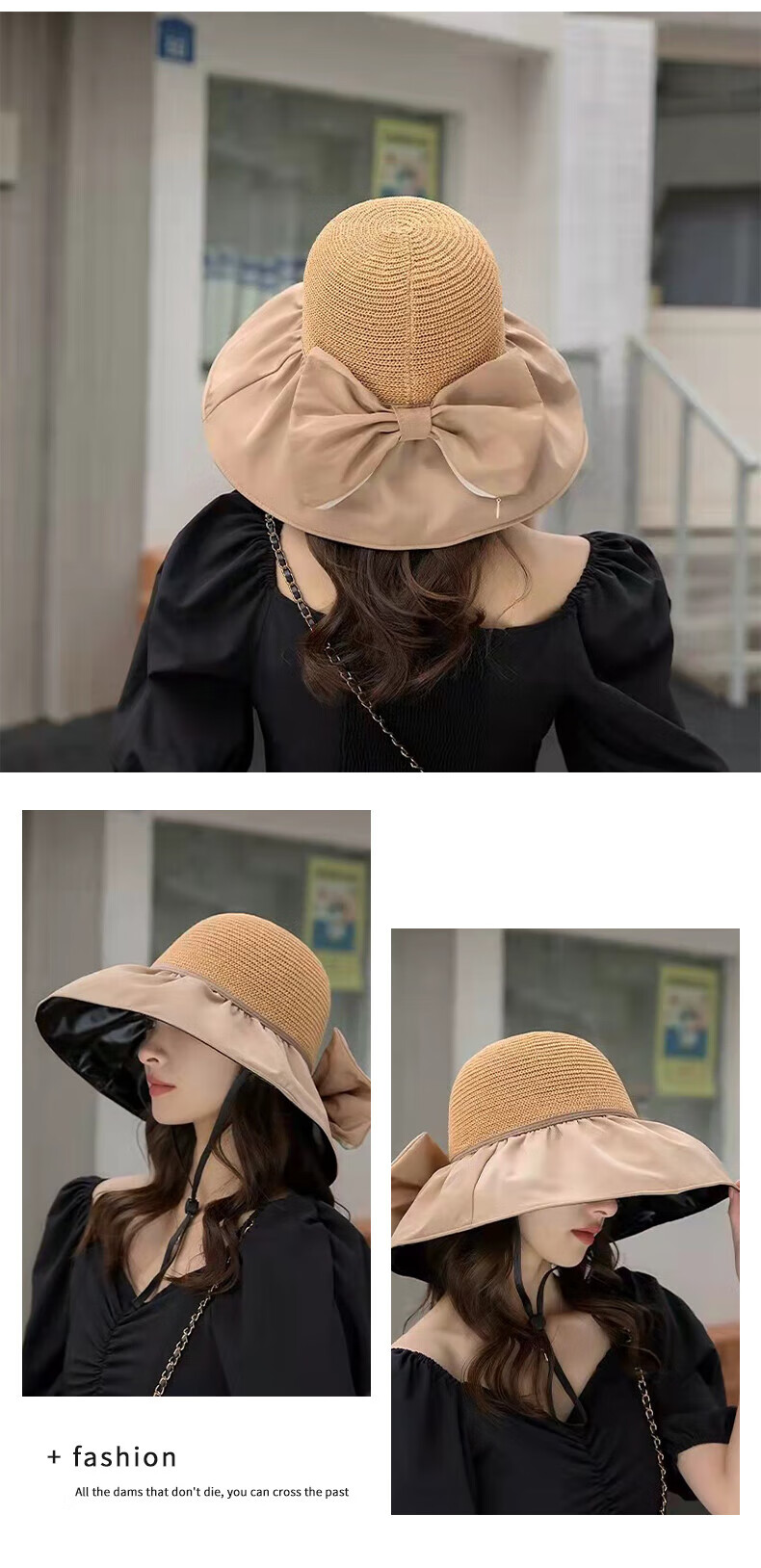 LangSha Sun Protection Hat for Women, Summer UV-Resistant Black Gel Wide Brim Sun Hat, Full Face Coverage Fisherman Hat, Beige 20