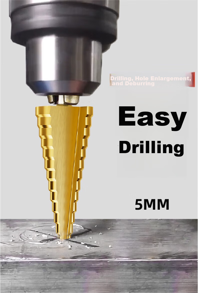HUHAO Pagoda Drill Bit High Hardness Iron Plate Stainless Steel Metal Hole Opener Drilling Cone-Shaped Step Drill Bit Hole Opener Hole Enlarger 5