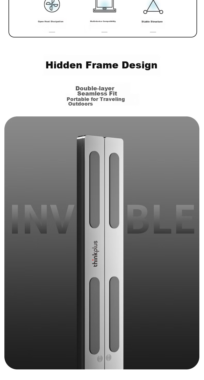 ThinkPad Lenovo Laptop Stand, Computer Desk Stand, Cooling Pad, Portable Vertical Aluminum Alloy Riser, Suitable for Apple And Lenovo ThinkBook14+, 11-17.3 Inches, Silver 1