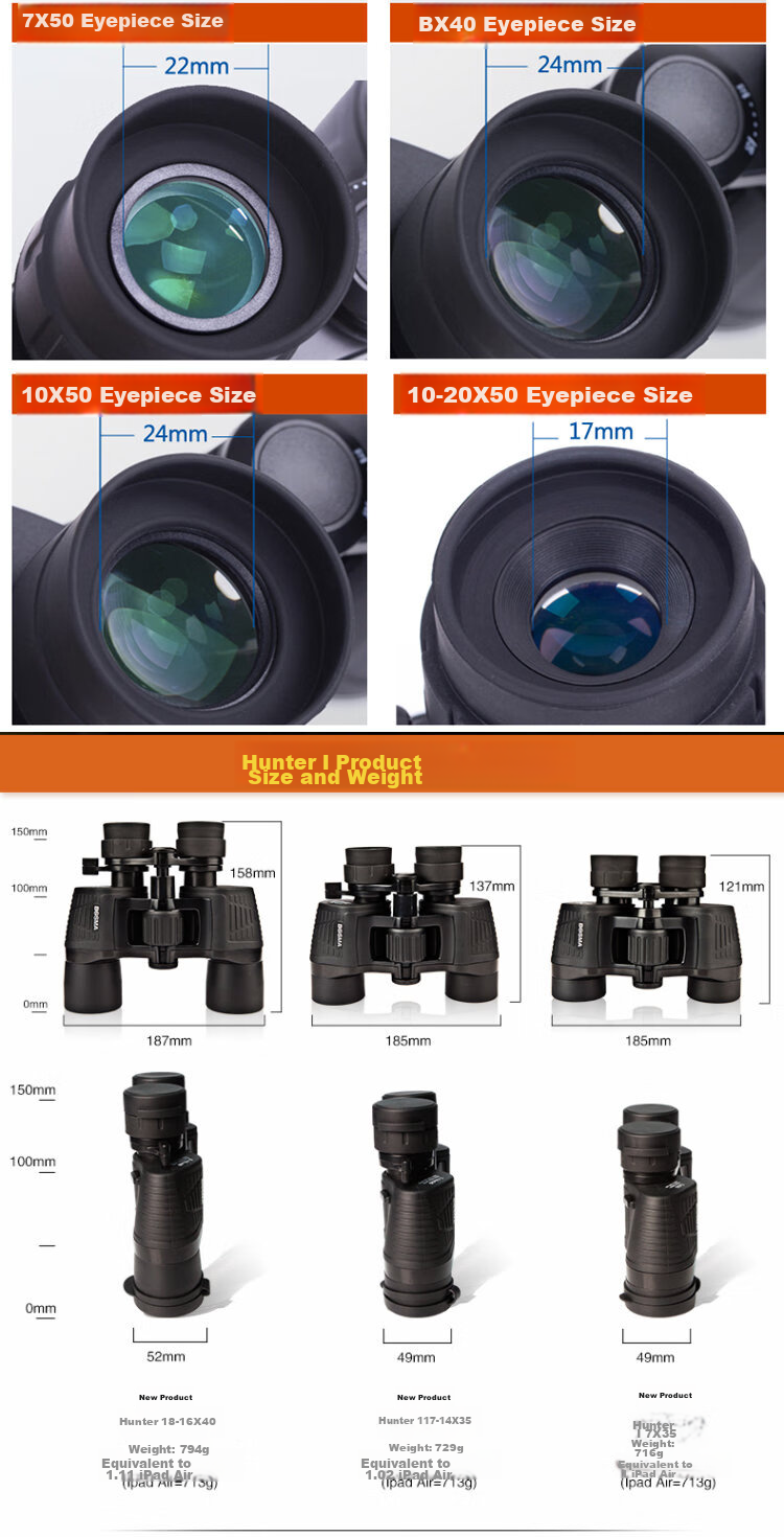 BOSMA Hunter II 10-20X50 Binoculars, High Magnification, High Definition, Low Light Night Vision, Infinite Zoom, Close-Up And Long-Range Adjustable 6