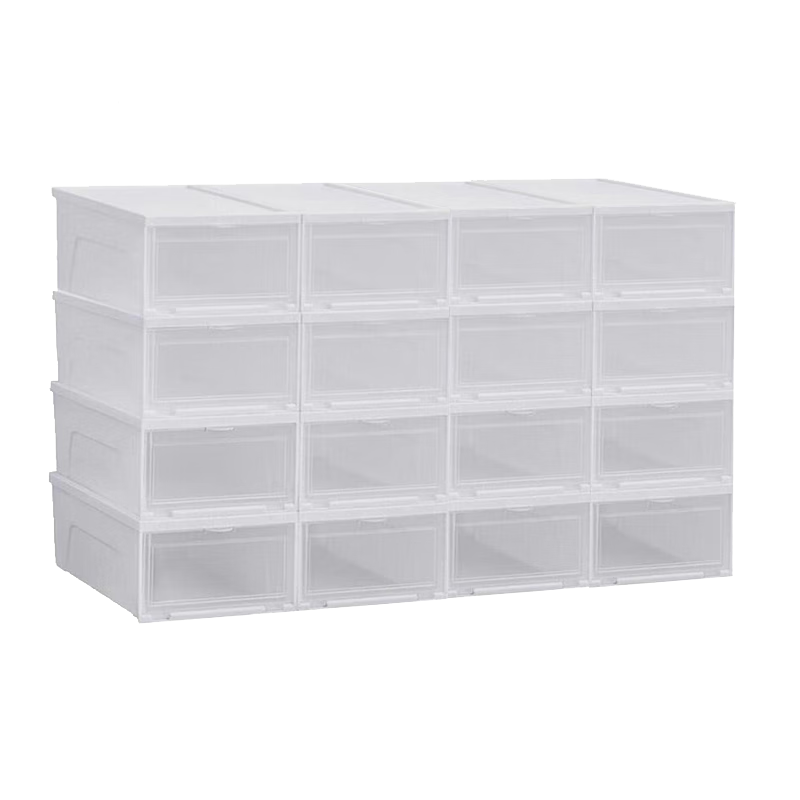 IRIS Large Transparent Shoe Box Storage Container, Dust-Proof And Moisture-Proof Shoe Rack, Stackable Storage Box, Shoe Cabinet, 16 Pieces
