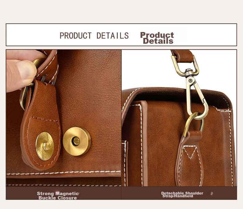 CWATCUN Shoulder Camera Bag, Photography Bag, Crossbody Handheld Vintage Women's Camera Bag, Mirrorless DSLR Handmade Sewn Commuter Bag 9