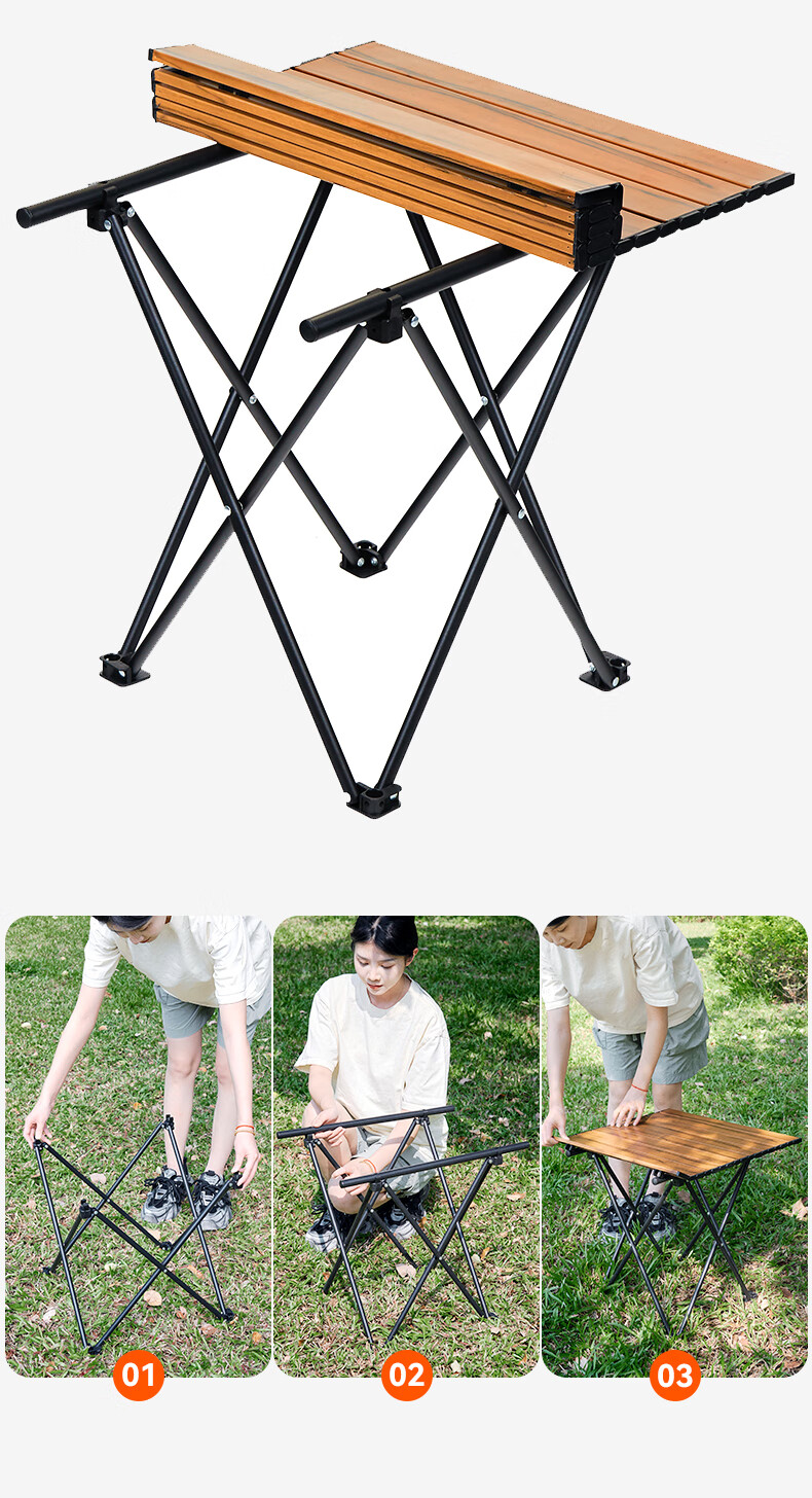 Waterman Outdoor Folding Table Egg Roll Table Portable Camping Table and Chair Equipment Picnic Balcony Leisure Patio Coffee Table 78376 10