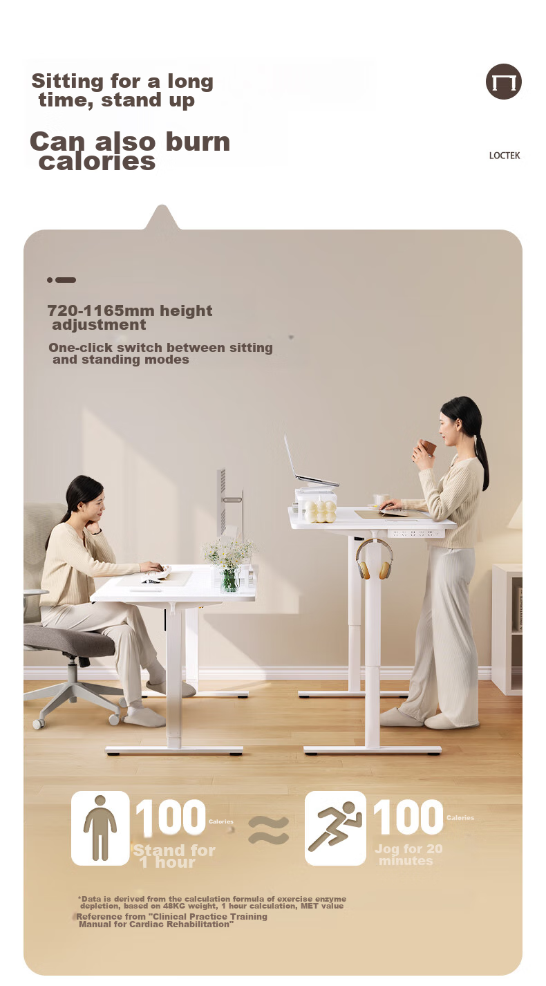 Loctek Electric Height Adjustable Gaming Desk, White, 1.2m 3