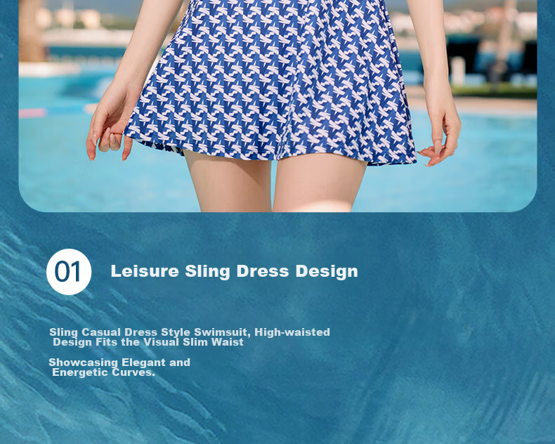 ANTA Slim Waist Swimsuit for Women, One-Piece Dress Style, Conservative, Slimming, Chlorine-Resistant, Quick-Drying, Hot Spring Swimwear, Small A Dress L 11