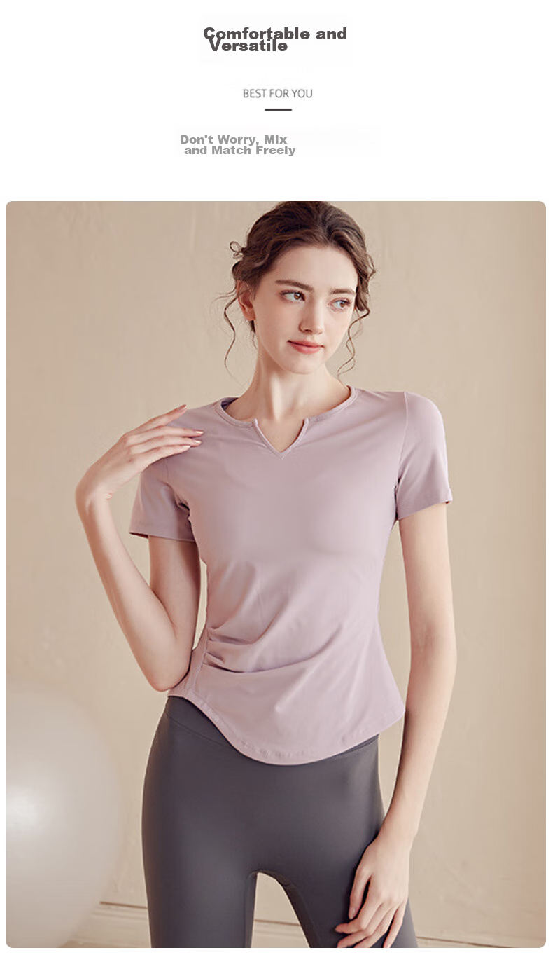 XUEXIMAN Yoga Wear Women's Top, Sports Slim-Fit Short-Sleeve T-Shirt, Running Quick-Dry Pilates Training Fitness Top 7