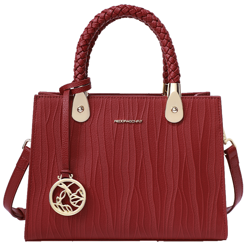 RED DRAGONFLY 2026 New Women's Handbag, Top-Grain Leather, Shoulder Crossbody Tote Bag, Wedding Gift for Mom