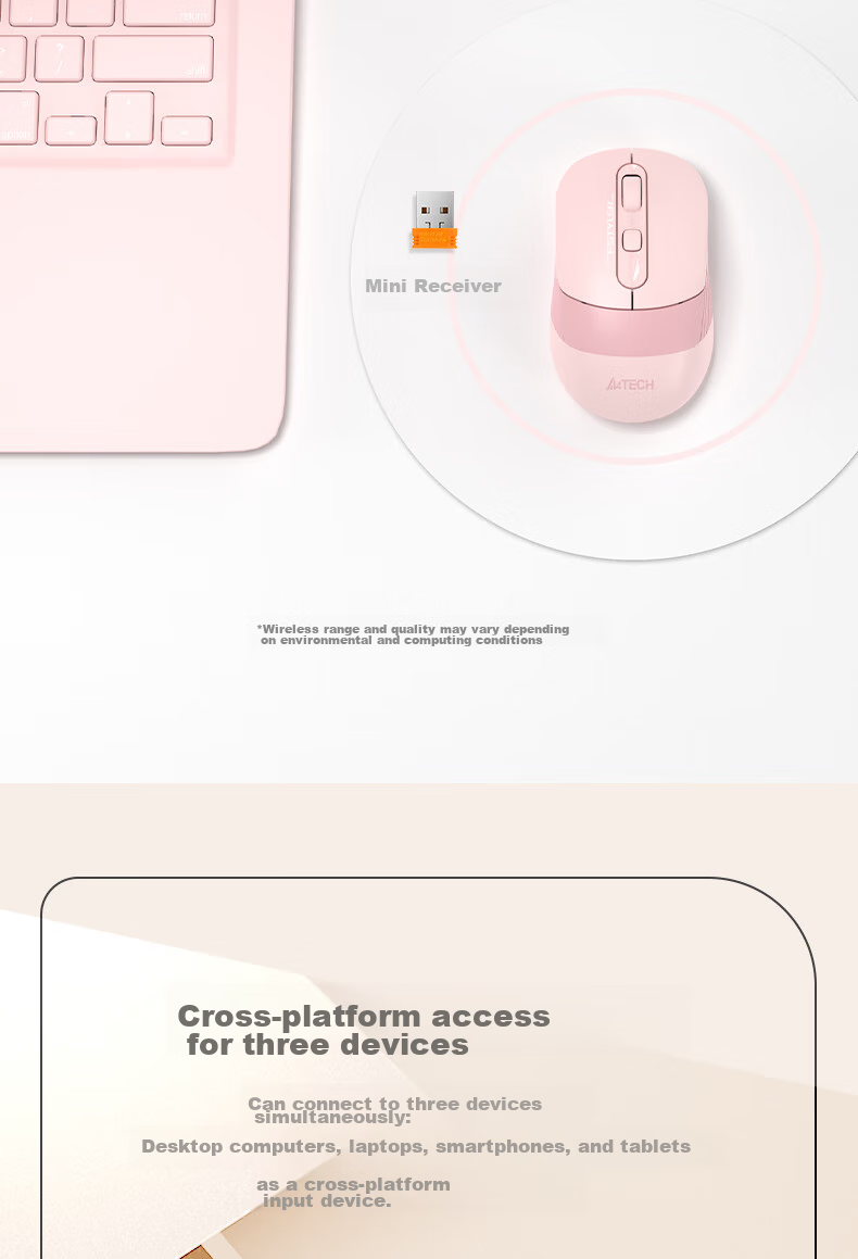 A4TECH FB35CS, Right-Handed, Bluetooth Mouse, Wireless Rechargeable Office Mouse, Fei Shidai Silent Mouse, Silver Gray White, Bluetooth/wireless 5
