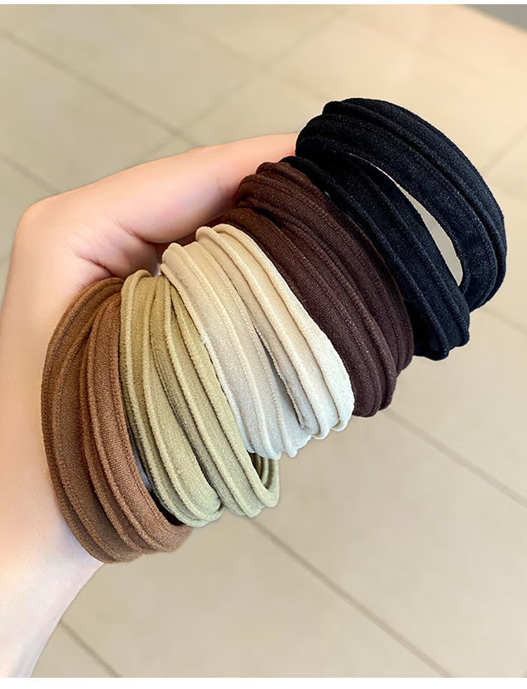 Yefili 10-Pack High Elasticity Simple Hair Ties for Bun and High Ponytail Durable Hair Bands for Women and Students 10